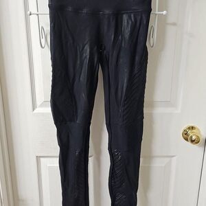 Spanx Faux Leather Moto Leggings Black Size Large